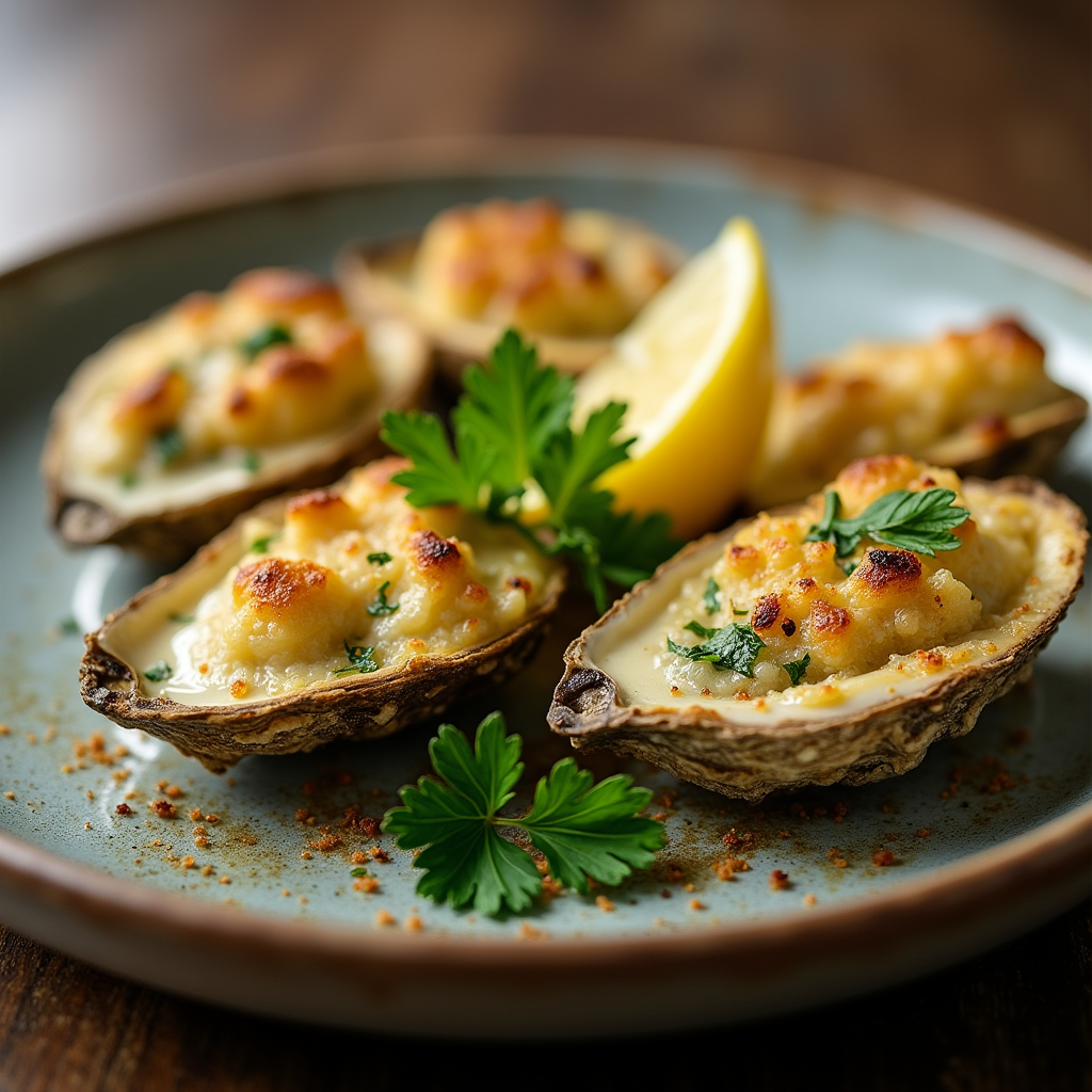 Huîtres Parisiennes Gratifiées au Beurre Persillé et Citron Huîtres Parisiennes Gratifiées au Beurre Persillé et Citron